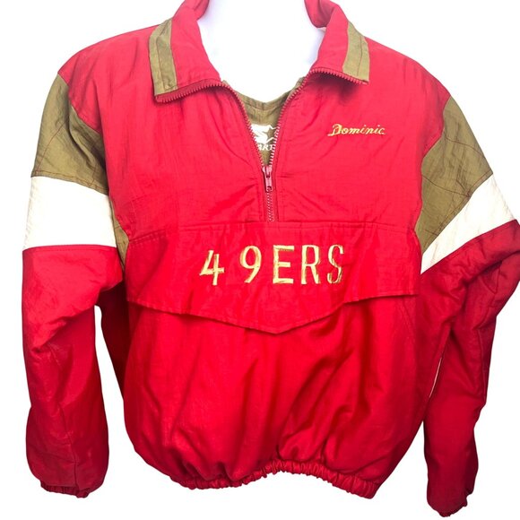 VTG Starter San Francisco 49ers Color Block Jacket S Nylon Popover 1/4 Zip - Picture 2 of 11